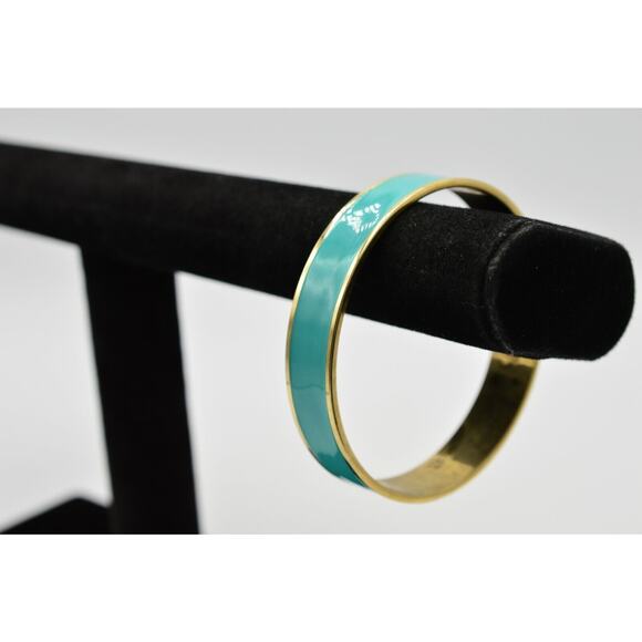 Banana Republic Statement Bracelet Bangle Gold Aqua Turquoise Blue Mint BinO - Picture 4 of 9